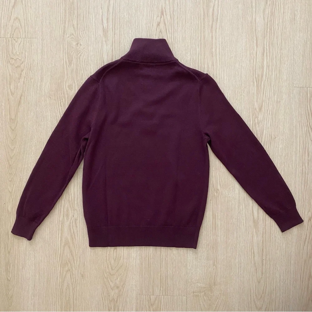 NWT J.Crew Factory Men's Cotton Quarter-zip Sweater Burgundy Size S